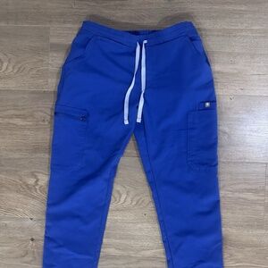 Figs Scrub Pants Womens XS Royal Blue Yola Skinny Cargo Elastic Waist